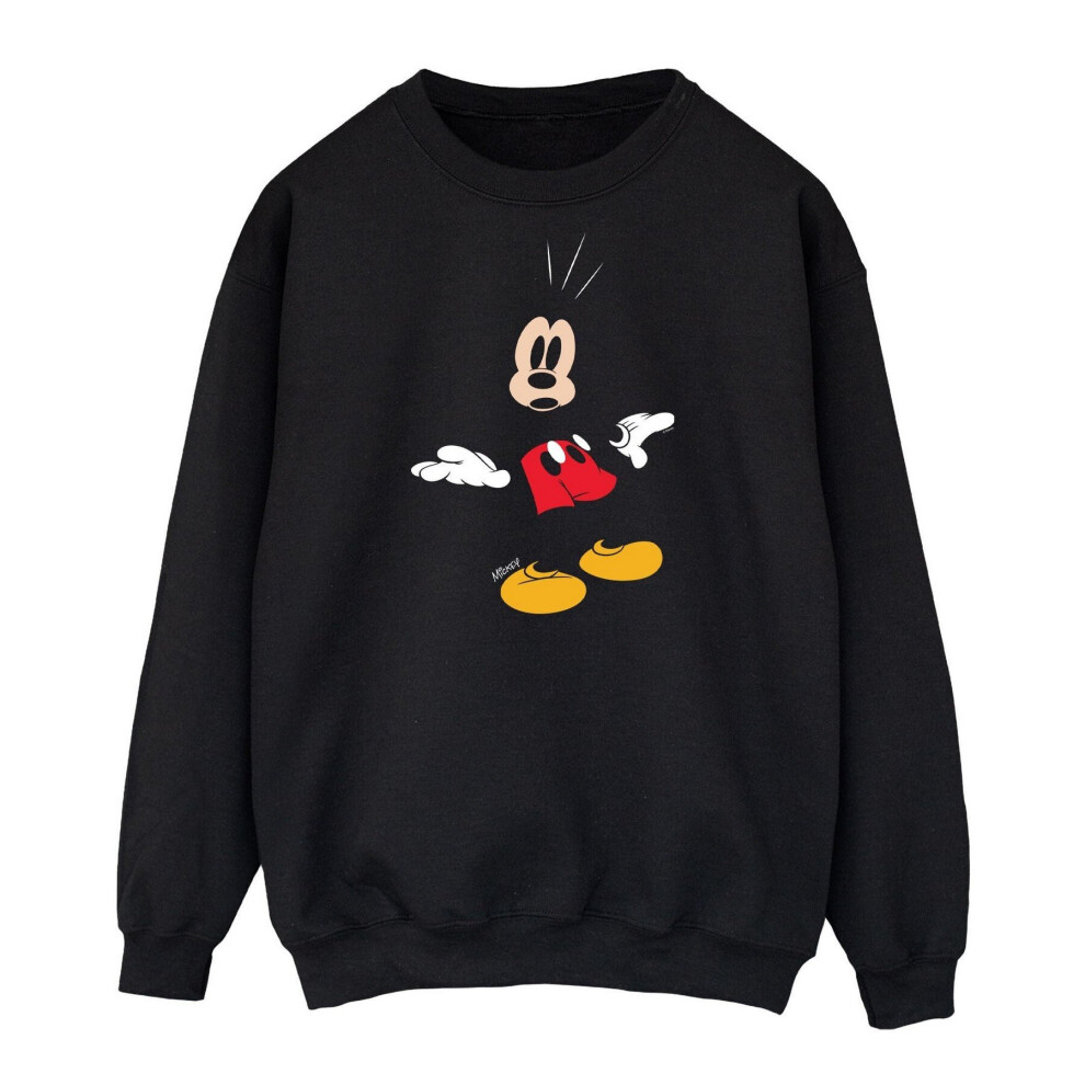 (XXL, Black) Disney Mens Mickey Mouse Surprised Cotton Sweatshirt