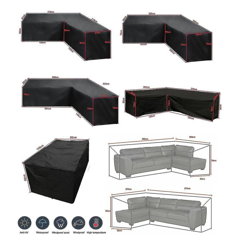 (270*200*82cm) 12 Size L Shape All-purpose Covers Waterproof Rattan Corner Furniture Cover Garden Patio Outdoor Sofa Protector Anti-dust