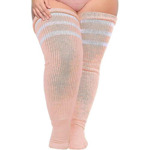 Women's Plus Size Thigh High Socks for Thick Thighs, Extra Long Over Knee  Striped Stockings, Knee High Leg Warmer Boot Socks