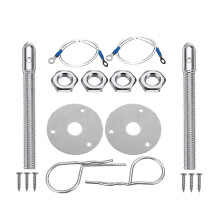 Universal Mount Hood Pin Lock Latch Kit Racing Car Alloy Silver