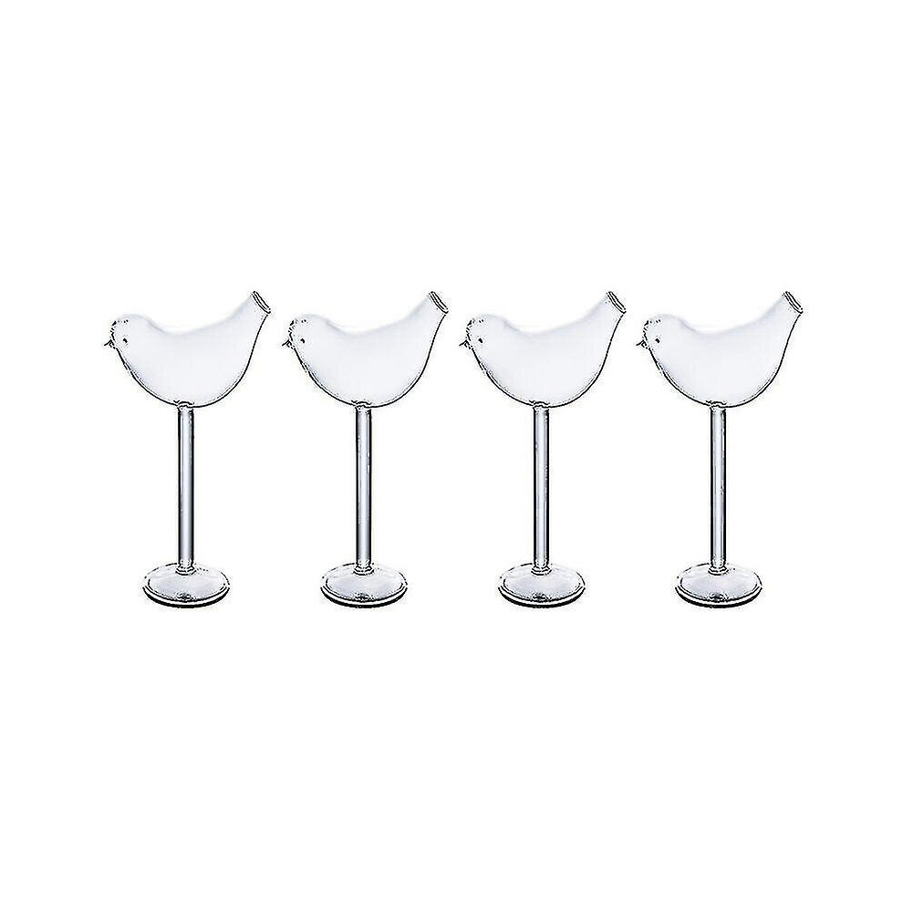 1 Set 4pcs Bird Shape Cocktail Glasses Glass Wine Cups Goblets (transparent)