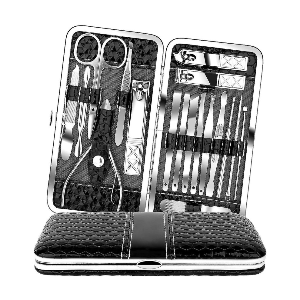 18pcs Manicure Set Pedicure Nail Clippers Set Travel Hygiene Kit Stainless Steel Professional Cutter Care Set Scissor Tweezer Knife Ear Pick Tools Gro