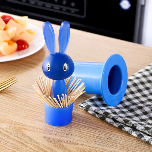 (Black) Toothpick Storage Box Dustproof Self-picking Rabbit Toothpick Holder 1