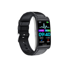 (Leather Black) 2023 New E600 Blood Glucose Heart Rate Blood Pressure Monitor Health Ecg ppg Smart Watch Ip68 Waterproof Sport Smartwatch