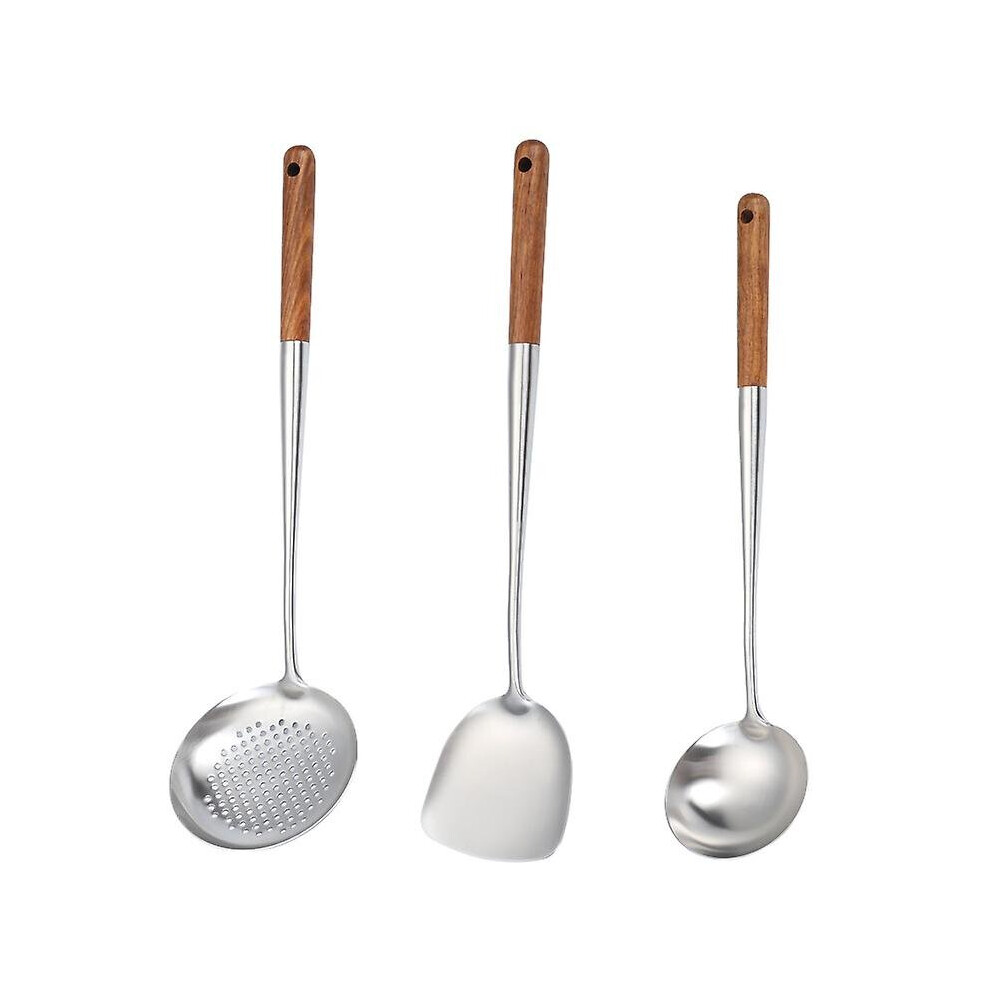 Wok Spatula And Ladle,skimmer Ladle Tool Set,17inches Spatula Compatible Wok