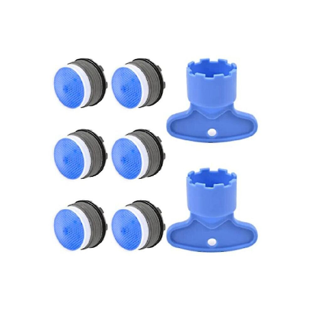 6pcs M18.5 Buffer Faucet Aerator 2 Pieces Of Aerator Remover Key Tool, Bathroom Or Kitchen Replacement 18.5 Mm Plug-in Restrictor, And Buffer Aerator