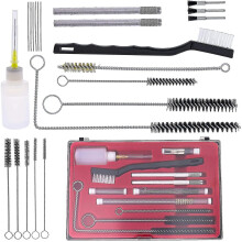 23 Piece Spray Gun Cleaning Kit With Case, Complete Set To Clean Hvlp Paint Guns, Air Tools, Gravity, Detail, Airbrush