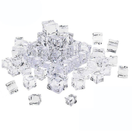50pcs Artificial Ice Cubes Clear Reusable Fake Ice Cubes In Cube Shape For Home Decoration