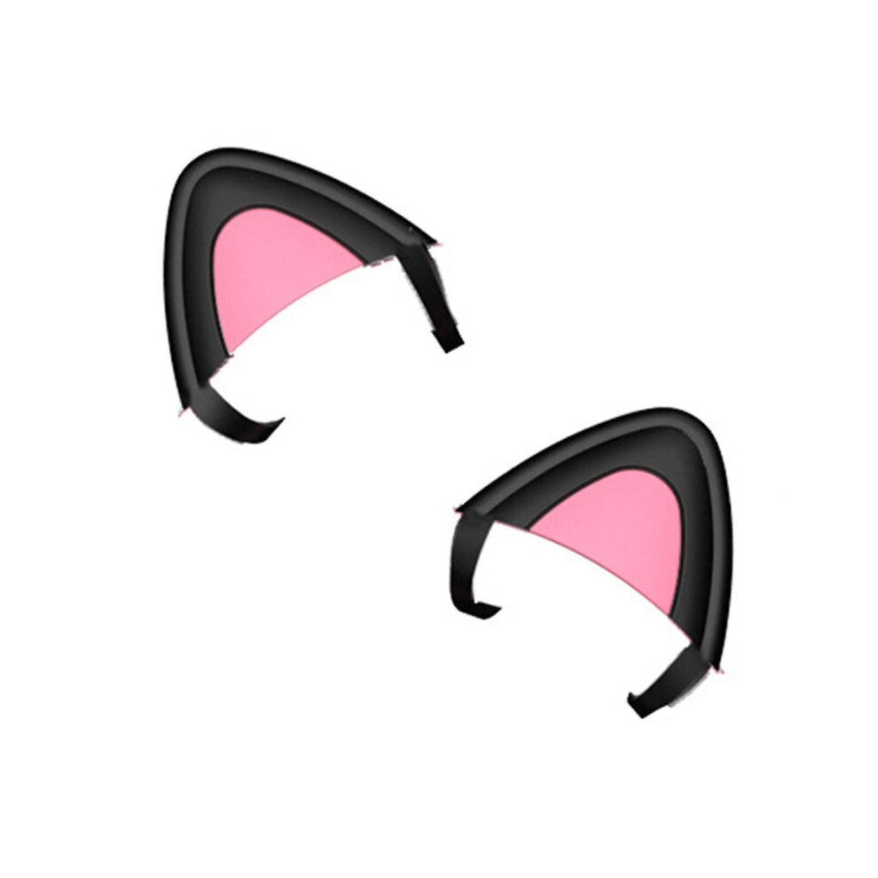 1 Pair Headphone Cat Ear Cute Universal Bluetooth-Compatible Headset Silicone Kitty Ear Decoration Headphone Accessories( Color : ) Black