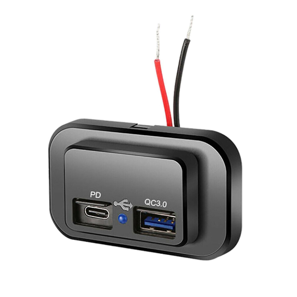 Pd Type C Usb Port Car Fast Charger Socket Power Outlet Panel Mount Waterproof