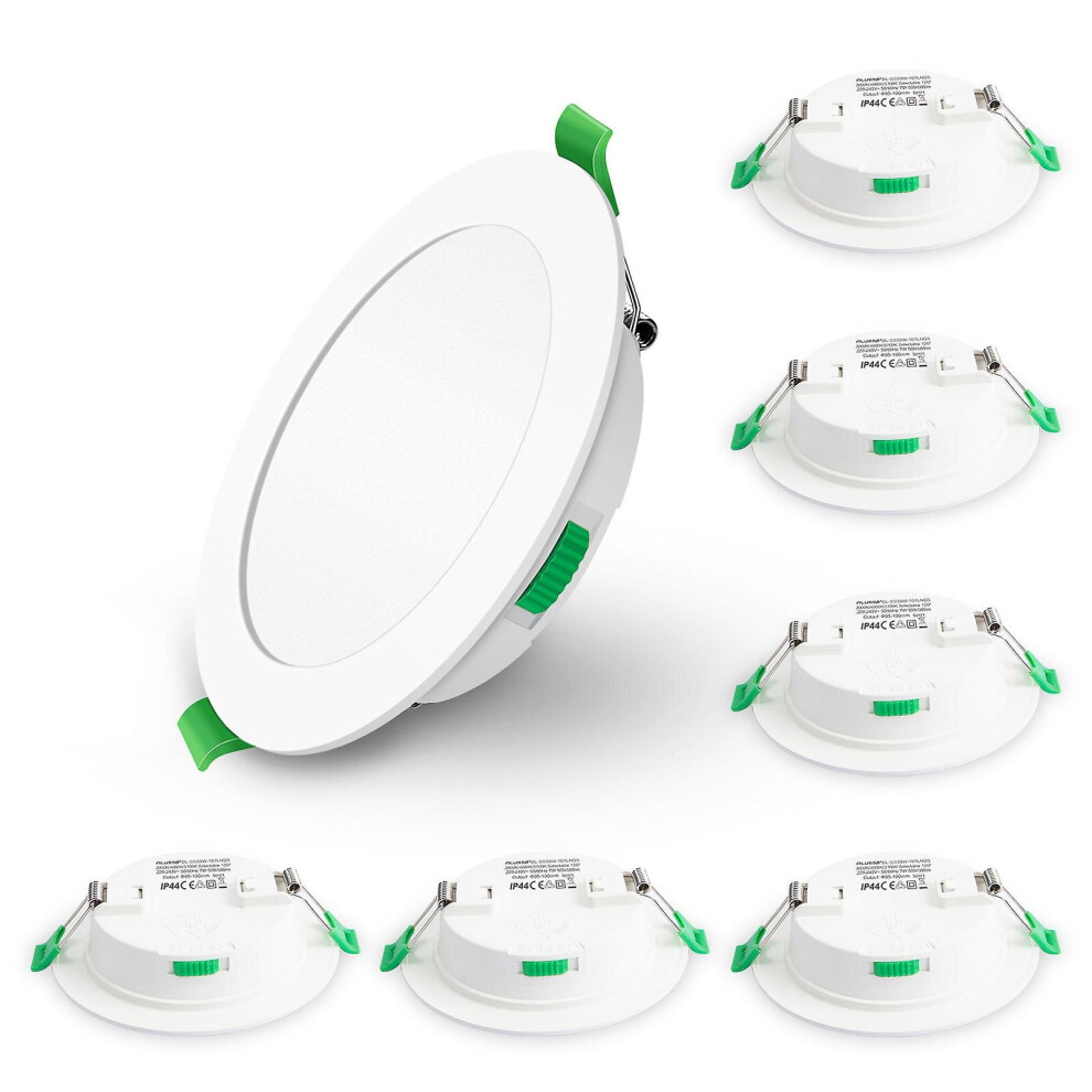 6 Pack 7w Ultra Slim Dimmable Led Downlight Cct 95-100mm Cutout White