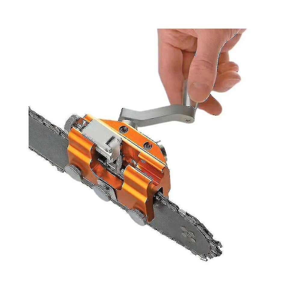 Portable Manual Chainsaw Chain Sharpener For Sharpen Chainsaw With The Hand Crank And 2 Grinding Head Light