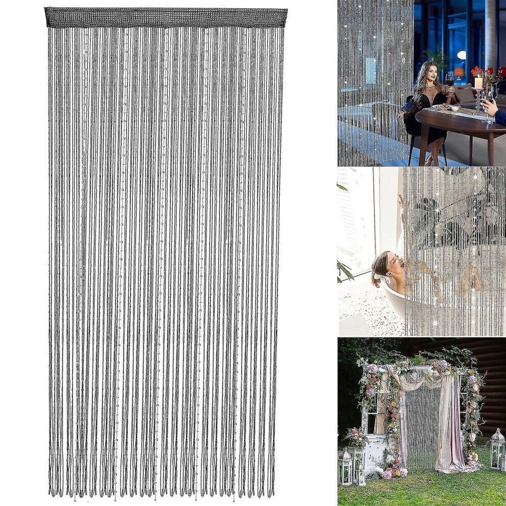 (Black) 2023 New Upgrade Hanging Beaded Curtains String Curtain Panels Door Fly Screen Room Divider Net Big Discount 42%