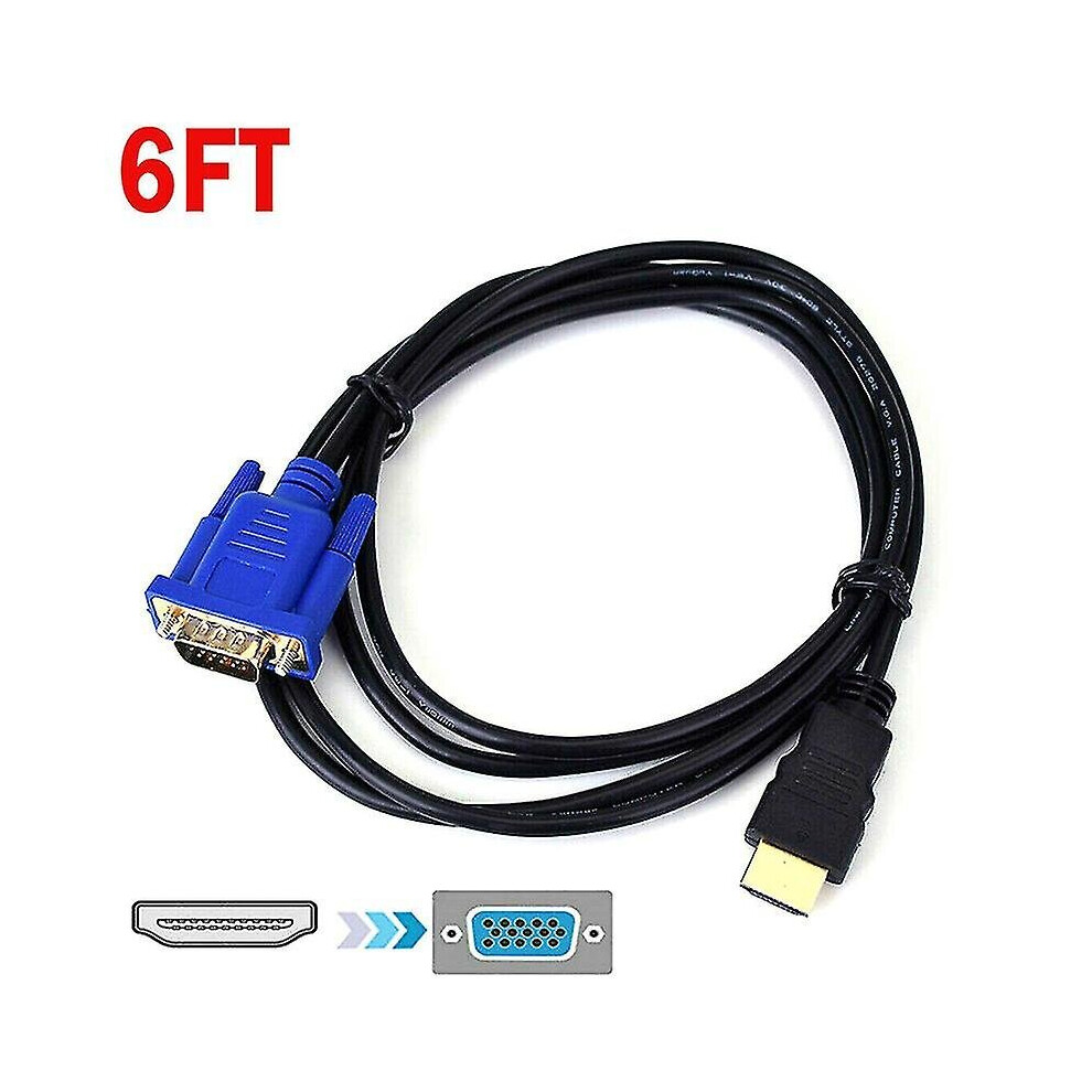 Hdmi Male To Vga Male Video Converter Adapter Cable For Pc Dvd 1080p Hdtv 6ft