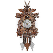 German Black Forest Cuckoo Clock – Retro Nordic Wooden Wall Clock with Hand-Carved Figures