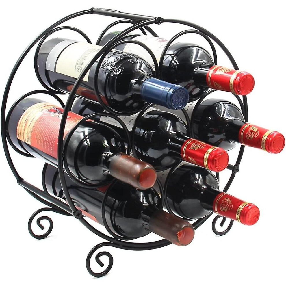 Metal 7 Bottles Wine Rack, Freestanding Tabletop Wine Holder
