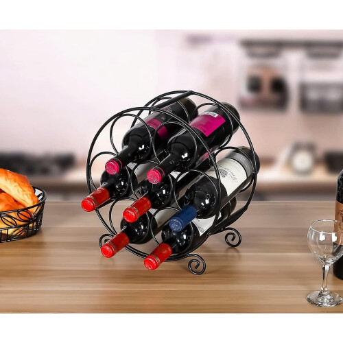 Metal 7 Bottles Wine Rack, Freestanding Tabletop Wine Holder 1
