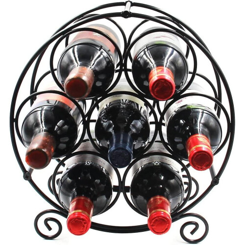 Metal 7 Bottles Wine Rack, Freestanding Tabletop Wine Holder 2