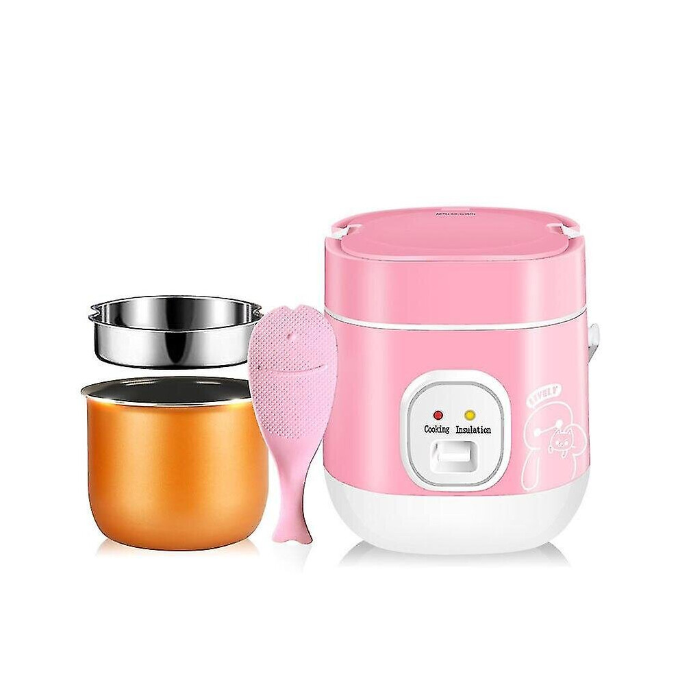 (UK, Red) 1.2l Mini Rice Cooker 2 Layers Steamer Multifunction Cooking Pot Electric Insulation Heating Cooker Food Container Lunch Box