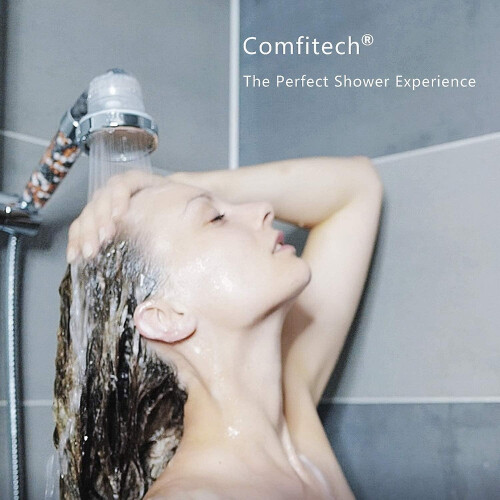 ComfiTech Ionic Shower Head with 2m Hose | Triple Filtration for Hard Water, Boosts Pressure, 3 Modes: Rainfall, Massage, Jet 2