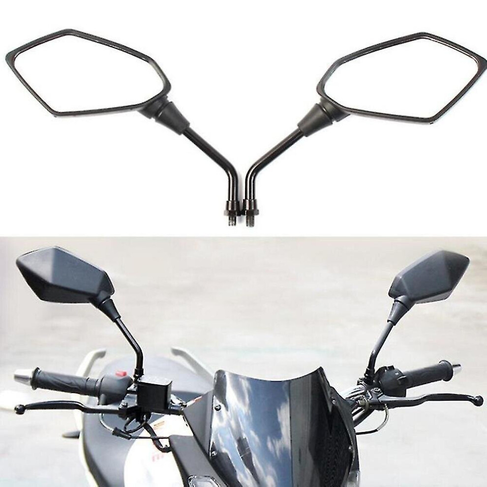 Universal 2Pcs Motorcycle Big Size Rear View Mirror Motorcycle Motorbike Chrome Scooter Rearview Rear View Side Mirror 8Mm Black 9172662363098