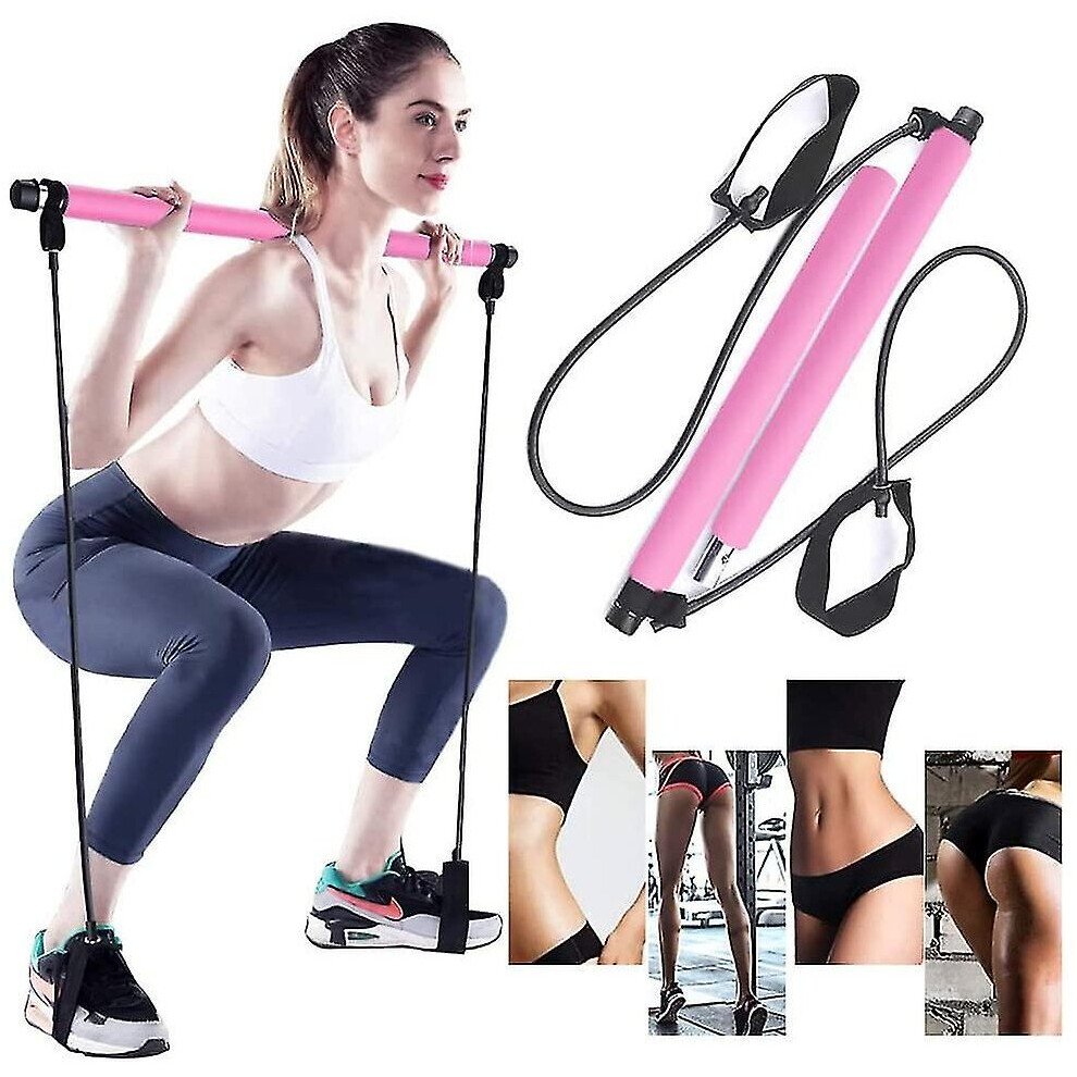 Portable Pilates Bar Kit - Yoga Pilates Stick with Resistance Band, Exercise Toning Bar including Foot Attachment
