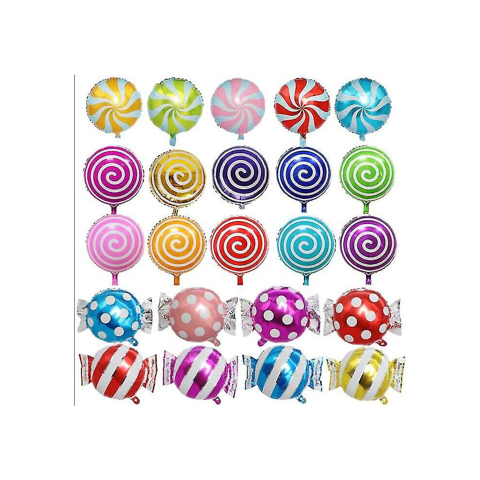 Candy Balloons, Set Of 23 Mylar Balloons Lollipop Swirls Peppermint Balloons For A Candy Bar Or Candy Buffet, Candy Birthday-image-OPC-PCJZGMW-NEW
