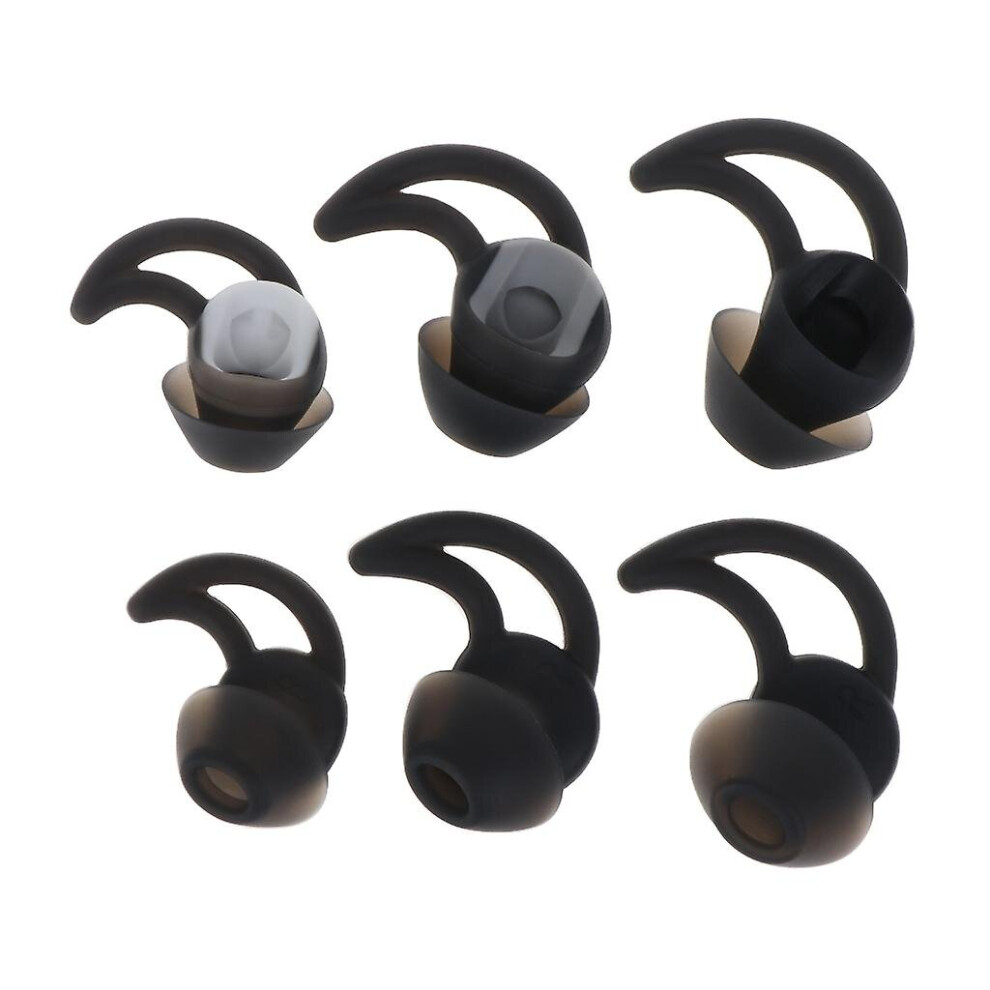 (Black) Silicone In Ear Earphones Earpads For Bose Qc20 Qc30 Earhook Noise Isolation Black 9172662074116