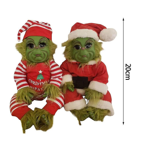 Striped) Christmas The Grinch Latex Plush Doll Reborn Baby Grinch
