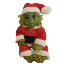 (Red) Christmas The Grinch Latex Plush Doll Reborn Baby Grinch Stuffed Toy Xmas Gift