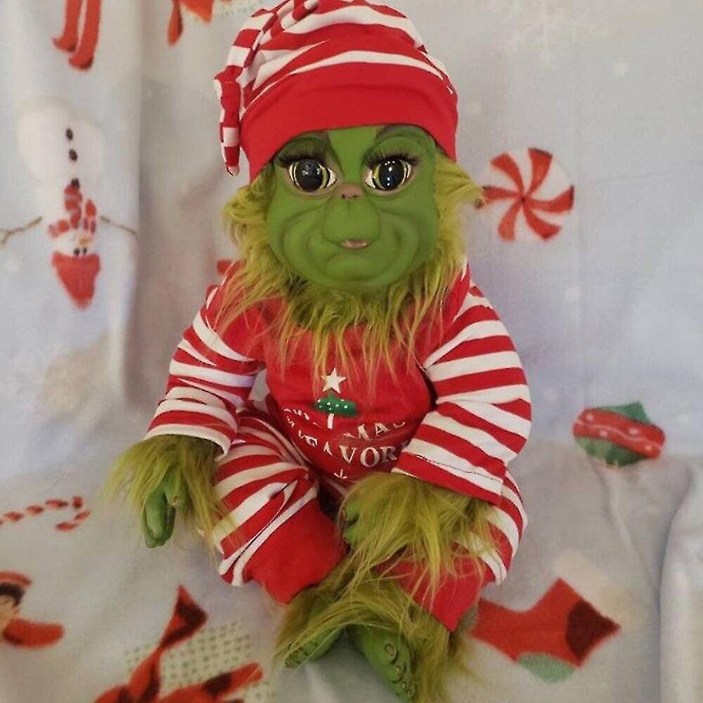 (Christmas The Grinch Latex Plush Doll Reborn Baby Grinch Stuffed Toy ...