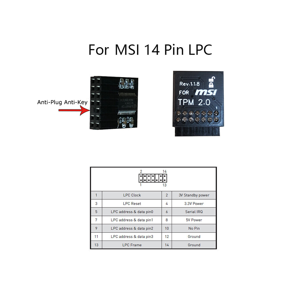 14 Pin Lpc Tpm2.0 Security Module Trusted Platform For Msi Ms -4136-4462 Repair Part 713929765829