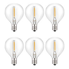 6pcs G40 Led Replacement Light , E12 Screw Base Shatterproof Led Globe For Solar Warm White