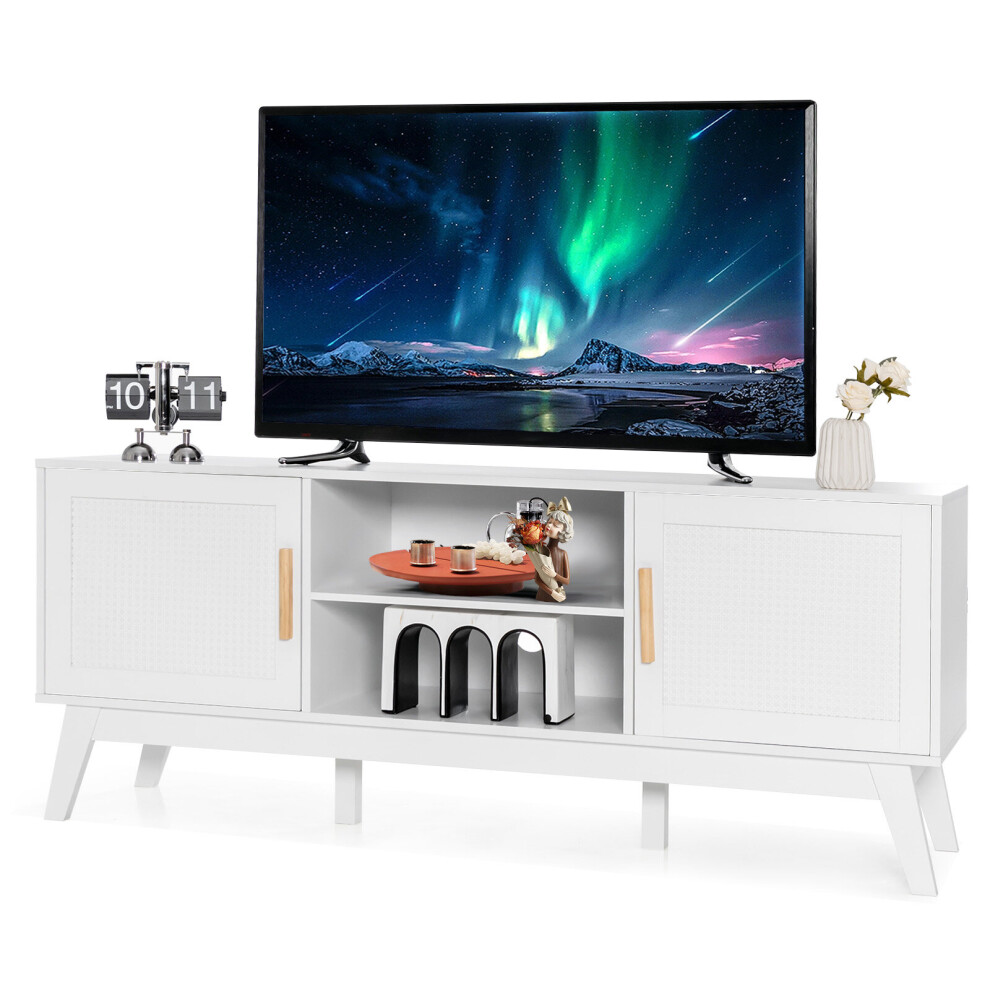 TV Stand for TVs up to 65" 2-Door Media Console Table Adjustable Shelf