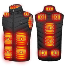 (Black, XL) Upgraded 11 Zones Men Heated Vest Usb Charging Heating Coat Smart Heating Sleeveless Jackets
