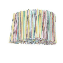 200pcs Plastic Straws Multicolor Striped Bed Disposable Straws B