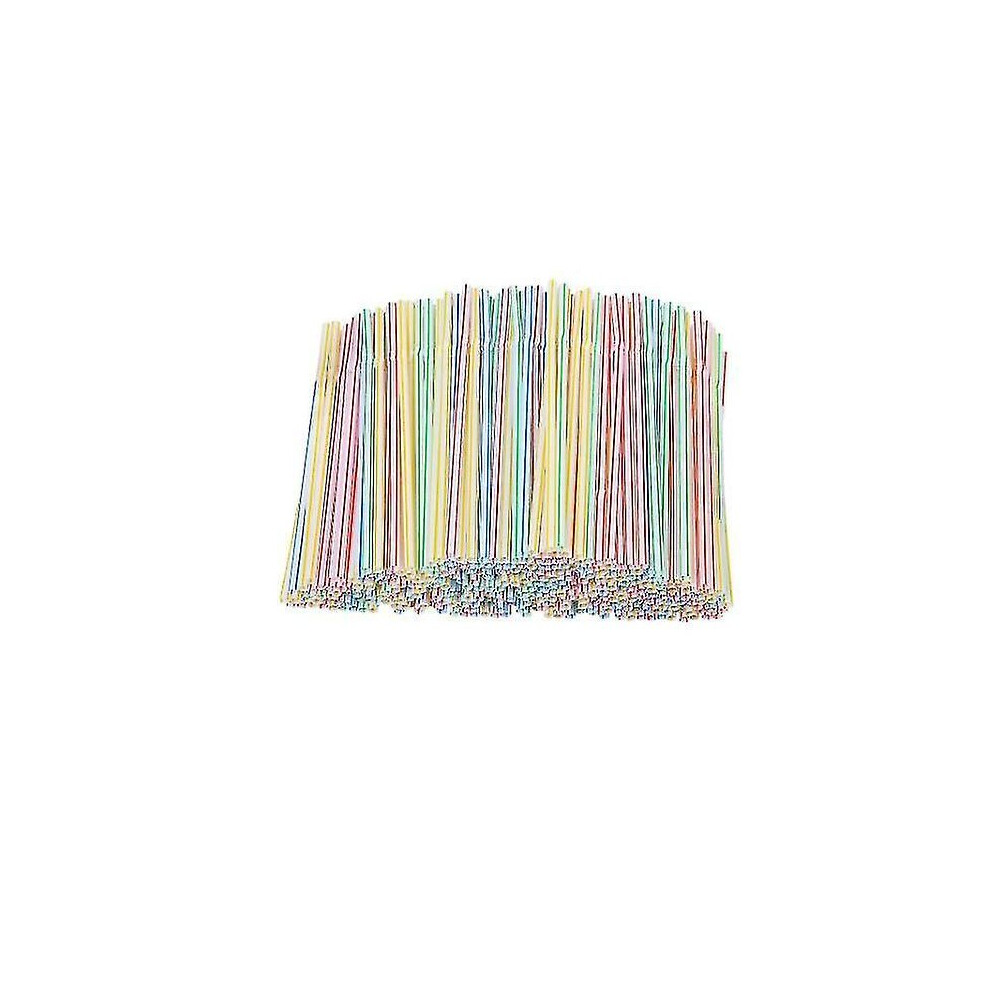 200Pcs Plastic Straws Multicolor Striped Bed Disposable Straws B Red/Yellow/Blue