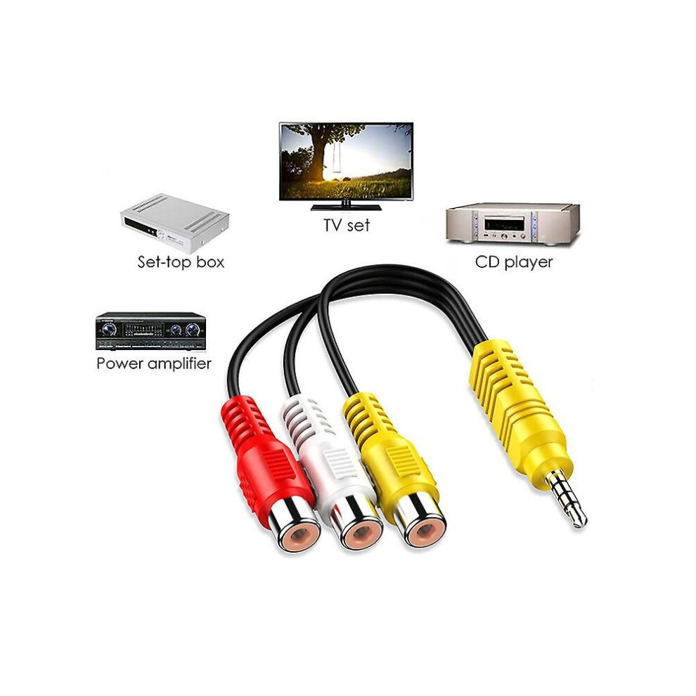 3.5Mm To 3 Rca Cable Video Component Av Adapter Cable For Tcl Tv 9172662393415