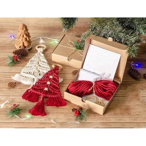 3pcs Christmas Tree Macrame Kit, Macrame Kit For Beginners, Christmas Tree Boho Craft Hangings Decors 1
