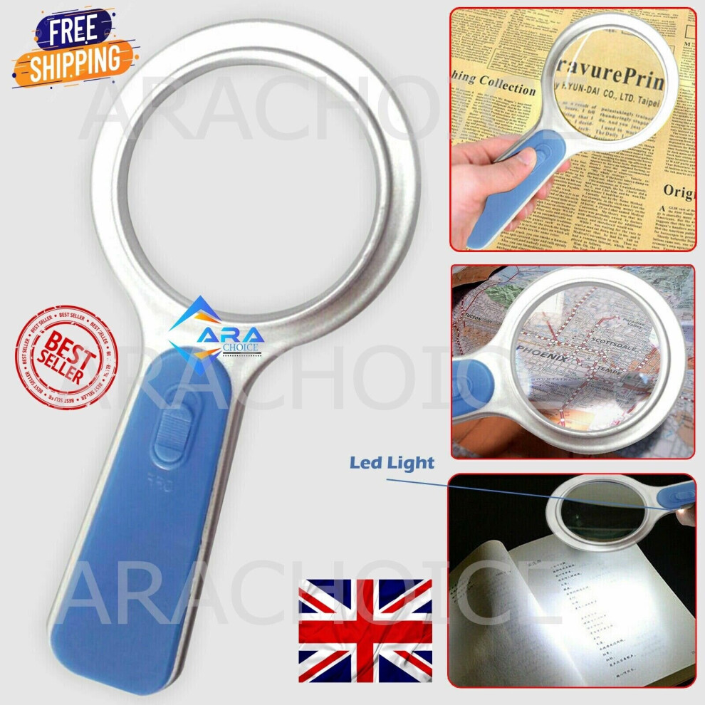 Handheld Magnifying Glass 5X Magnification Fine Print/Map Jewellery UK