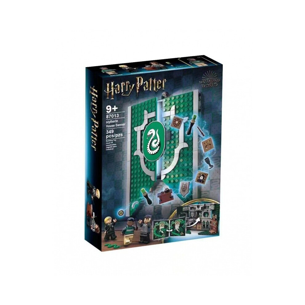 (Slytherin House Banner Set) For LEGO Harry Potter House Banner Set Common Room Toy Collectible Travel Toys Suitable