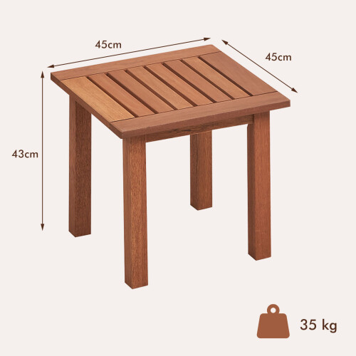 Costway 45x45cm Patio Hardwood Side Table Slatted Tabletop Square Coffee Table 1