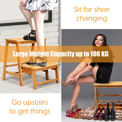 Costway 3 IN 1 2-Step Folding Step Ladder Step Stool Portable Display Rack 2