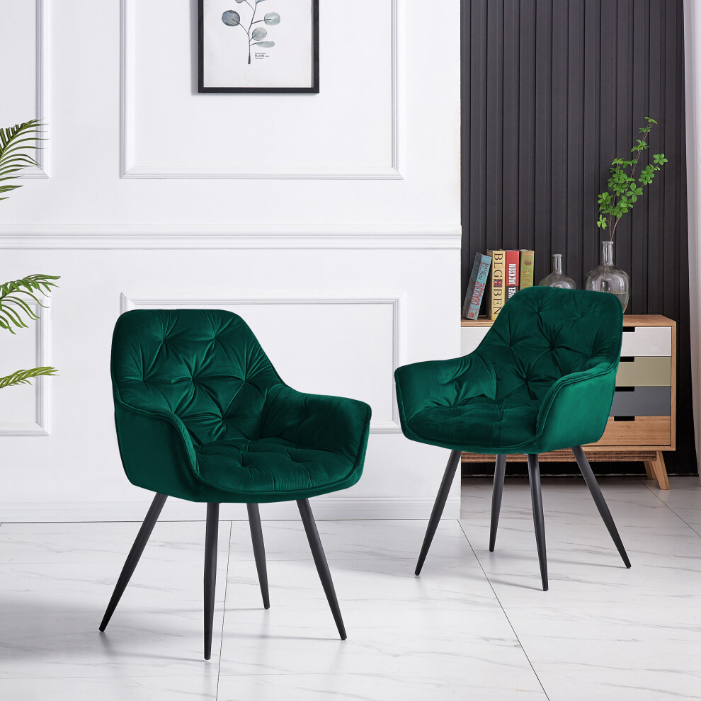 (Set of 2 chairs, Green) 2/4 Dining Chairs Velvet Chairs home & restaurants