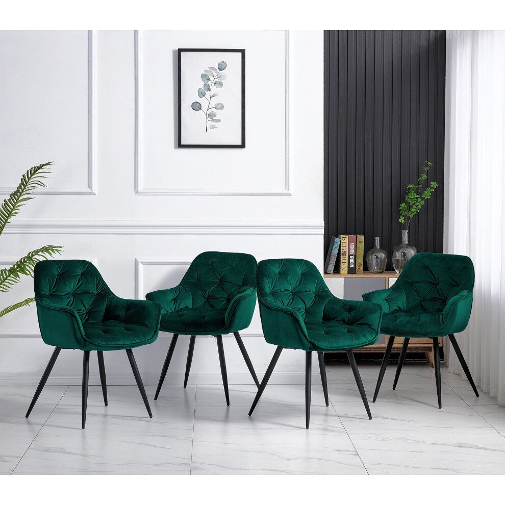 (Set of 4 chairs, Green) 2/4 Dining Chairs Velvet Chairs home & restaurants