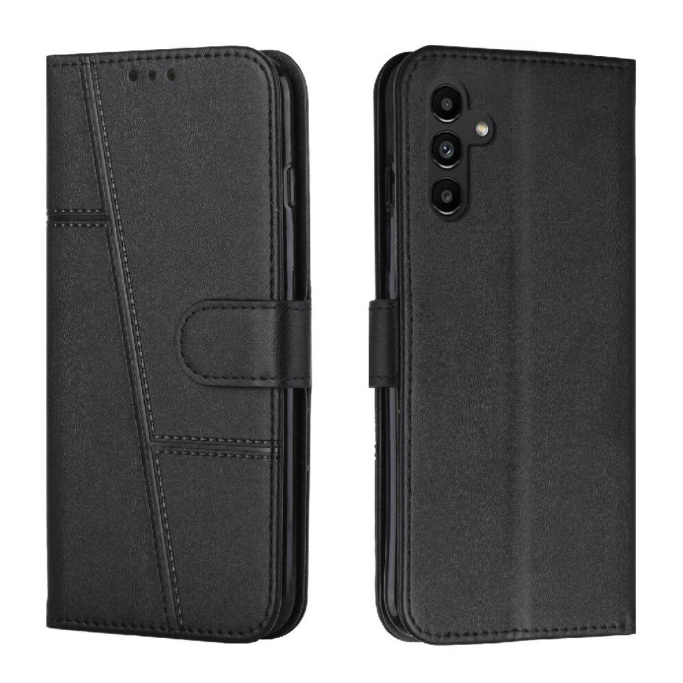(Black) Flip-type Samsung Galaxy A25 5G Leather Full Protection Shockproof Wallet Case Card Package