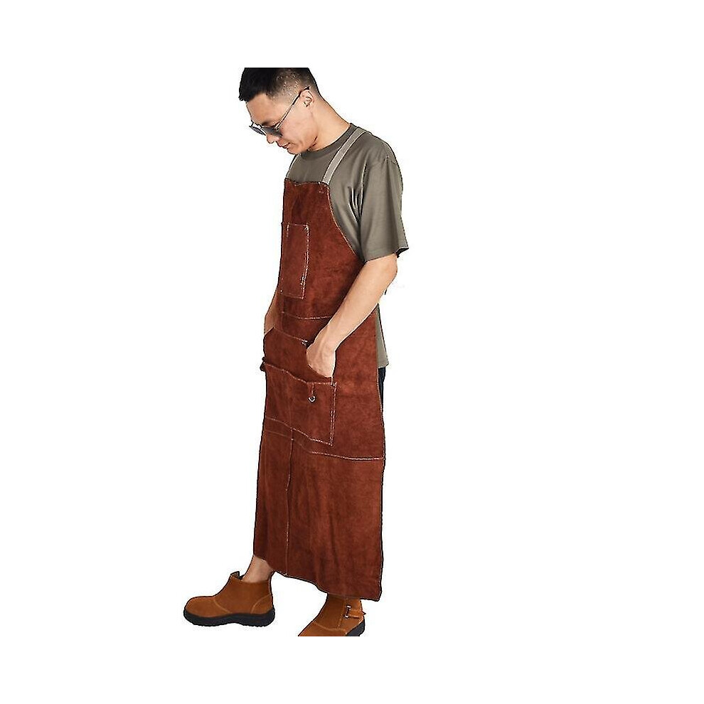 Professional Leather Welder Apron Thickened Cowhide Leather Wear-Resistant Welding Heat Insulation Anti-Scalding Flame Retardant 9172662398236