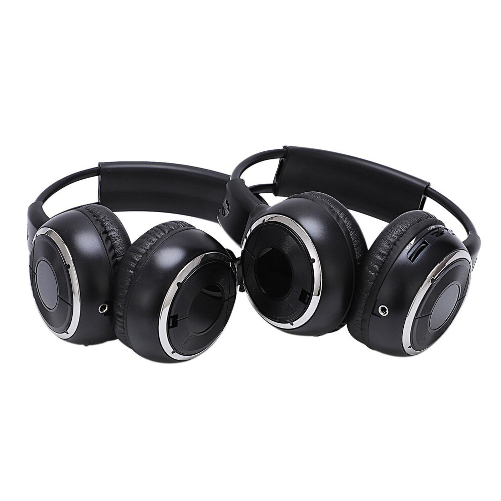 2 X Double Infrared Stereo Wireless Headphone Headset Ir Car Dvd Player Headrest Black 9172662398212