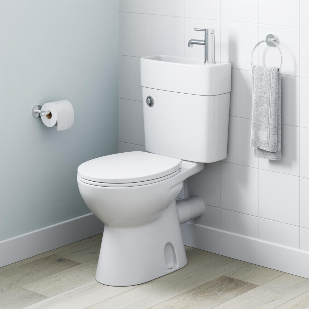 2-in-1 Close Coupled Toilet With Sink On Top - Tap & Waste Incl