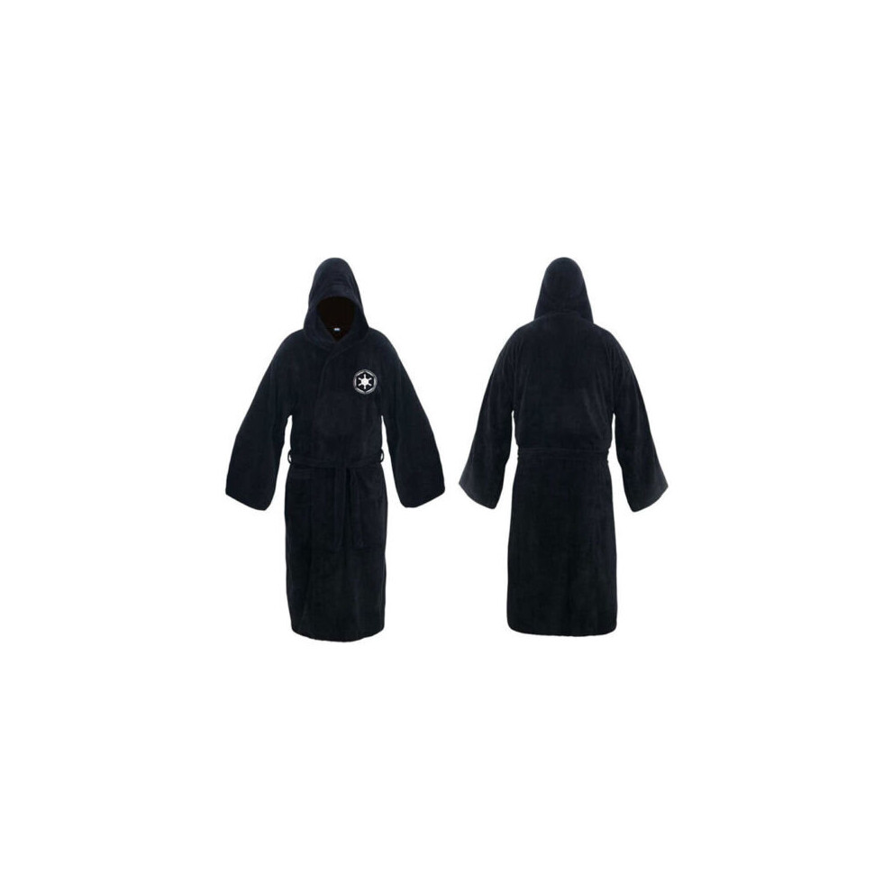 (Black, L) Men Bathrobe Jedi Sith Hooded bathrobe Cloak Star war Soft Dressing Gown